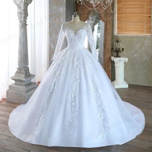 Y & m Novias 공주 레이스 웨딩 원피스, 긴 소매 로맨틱 환상 등, 섹시한 신부 웨딩 가운, 신부 베스티도 드 노비아