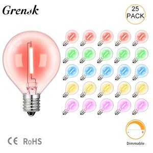 G40 컬러 Led 문자열 빛 교체 전구 E12 Candelabra 기본 1W 글로브 여러 가지 빛깔의 볼 램프 RGB 생일 파티 장식