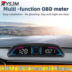 G3 / B3 헤드 업 디스플레이 OBD2 GPS 스마트 자동차 HUD 디지털 속도계 보안 경보 RPM 수온 타코미터 시계