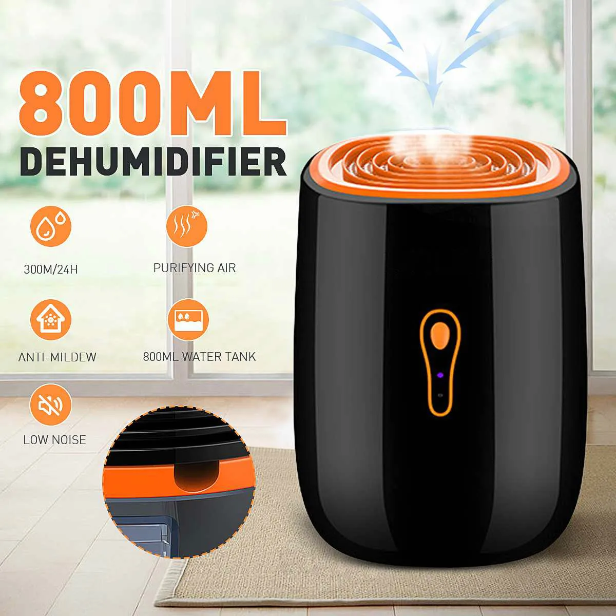 제습기 800ML 25W 저소음 휴대용 건조기 곰팡이 방지 정화 휴대용 청소 장치 공기 건조기 수분
