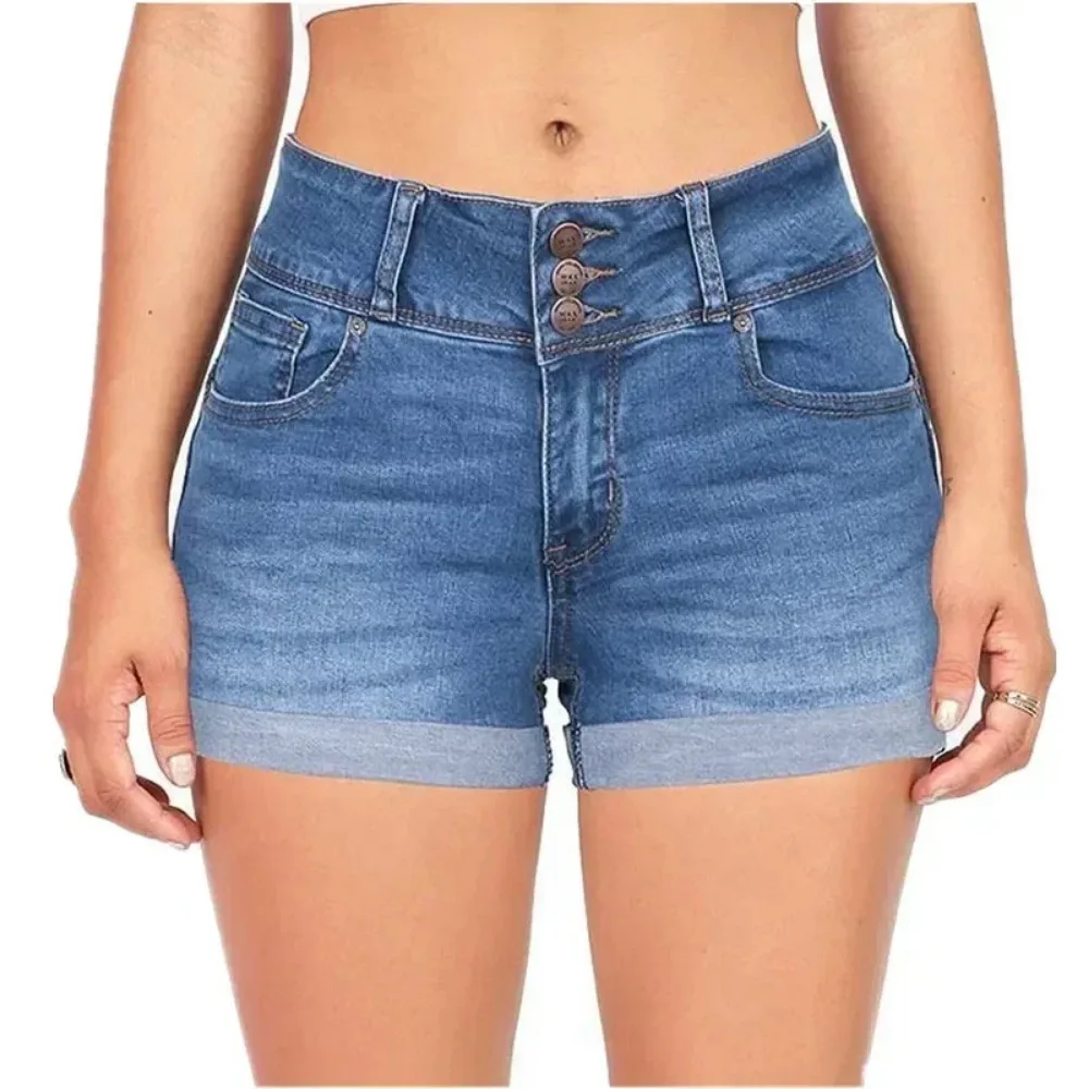 여성 s-3xl 뉴 여름 패션 허리띠 데님 스트레치 패브릭 반바지 캐주얼 다목적 스트리트 반바지 뜨겁고 매운 트렌디 아이템