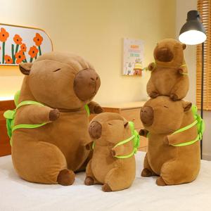 거북이 배낭과 슈퍼 귀여운 Capybara Capibara 봉제 인형 거대한 Kawaii 박제 동물 인형 어린이 어린이 생일 선물 완구
