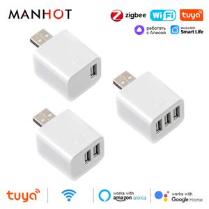 Tuya 스마트 WiFi/Zigbee 마이크로 USB 어댑터 1-3 Gang 5V 미니 USB 전원 어댑터 충전 플러그 Alexa Google Home Alice 용 타이밍 음성