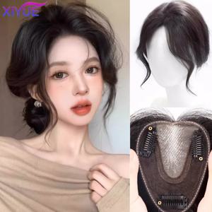 XIYUE 여성용 천연 앞머리 가발 패치 천연 이마 푹신함과 머리카락 증가 머리 꼭대기 헤어 패치 합성