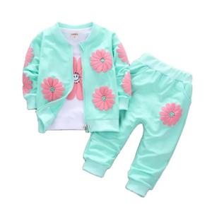2023 Real Roupas Infantis 아동 의류 봄, 가을 새 여자 순수 코튼 인쇄 3 피스 아동복 0-4y