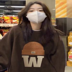 아메리칸 스타일 오버 사이즈 후드리스 스웨트 여성 봄 가을 루즈 스트리트 힙합 자켓 트렌디 한 하이 엔드 느낌 통근