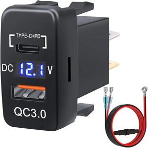 USB 차량용 충전기 소켓 빠른 충전 3.0 및 PD 12V/24V Toyota 차량용 USB C 포트 전원 콘센트 어댑터