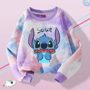 Kawaii Lilo Stitch 아동 운동복 귀여운 디즈니 만화 프린트 운동복 소년 소녀 캐주얼 스포츠 탑 아기 가을 옷