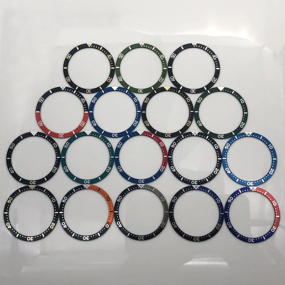 38mm 알루미늄 베젤 맞춤 40mm 기계식 케이스 시계 부품 블랙 블루 그린 레드 오렌지 그레이