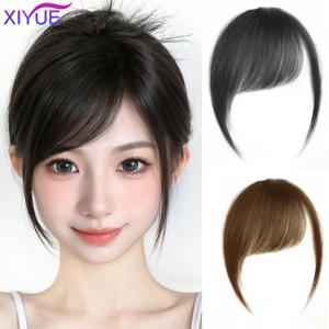 Xiyue 합성 에어 뱅 헤어 피스 여성 미니 가짜 앞머리 블랙 브라운 헤어 피스 확장 여성용