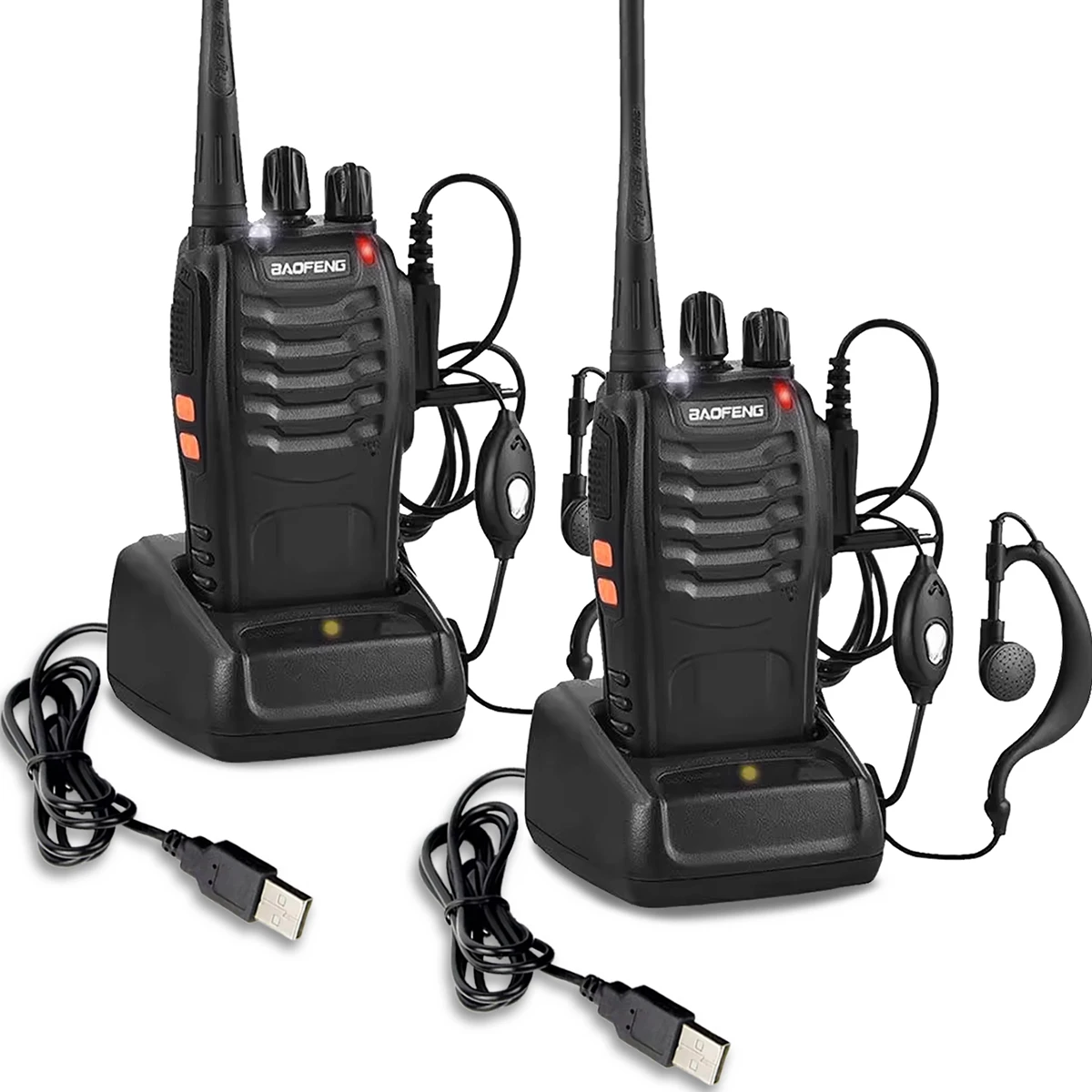 BAOFENG BF-888S 워키토키, UHF 양방향 라디오, Baofeng 888s UHF 400-470MHz 16CH, 이어피스 포함 휴대용 트랜시버, 2 개/로트