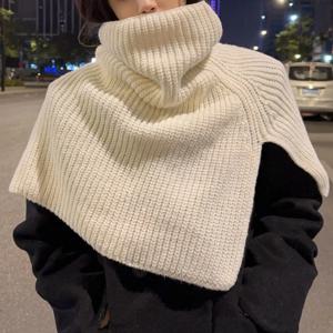 가을 겨울 니트 목도리 풀오버 스카프 여성용 솔리드 소프트 웜 숄더 케이프 터틀넥 거짓 칼라 의류 액세서리