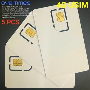 쓰기 가능 프로그래밍 가능 빈 SIM USIM 카드, 마이크로 나노 크기 2FF 3FF 4FF, 4G LTE WCDMA GSM 나노 마이크로 SIM 카드, 3 인 1, 5 개/로트