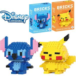 디즈니 LiLo 스티치 장난감 빌딩 블록 Pokeman Pikechu lega 애니메이션 만화 캐릭터 모델 빌딩 블록 어린이를위한 장난감 선물