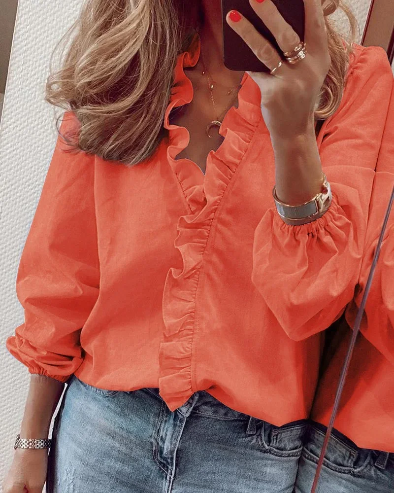 가을 여성상의와 블라우스 우아한 긴 소매 흰색 OL 셔츠 숙녀 솔리드 컬러 Chemise Femme Blusa Feminina streetwear