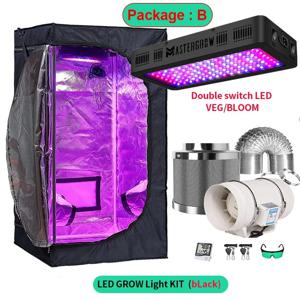 Growbox 세트 성장 텐트 룸 전체 키트 2000W LED 성장 조명 + 4