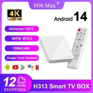 H96 MAX H313 스마트 TV 박스 안드로이드 14 ATV TV 박스 4K@60fps 100M/LAN Wifi6 BT5.0 Google 음성 보조 미디어 플레이어 셋톱박스