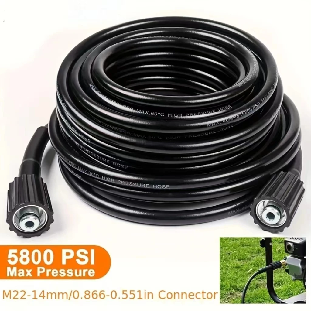 고압 세척기 호스 5800 PSI M22-14mm 효율적인 청소를 위한 내구성 있는 연장 튜브, 236.22인치/314.96인치/393.7인치/590.5