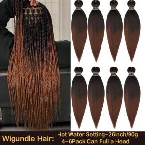 Kanekalon 26 인치 뜨거운 물 세트 Pre Stretched Jumbo Braiding Hair Box 트위스트 브레이드 여성용 합성 헤어 익스텐션 Soft Yaki