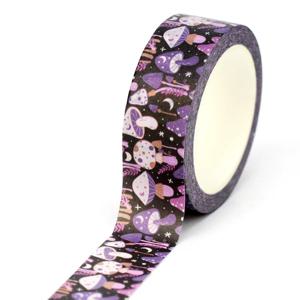 새로운 1PC 10M 장식 보라색 버섯 테마 Washi 테이프 Scrapbooking 여행 접착 마스킹 테이프 귀여운 Papeleria