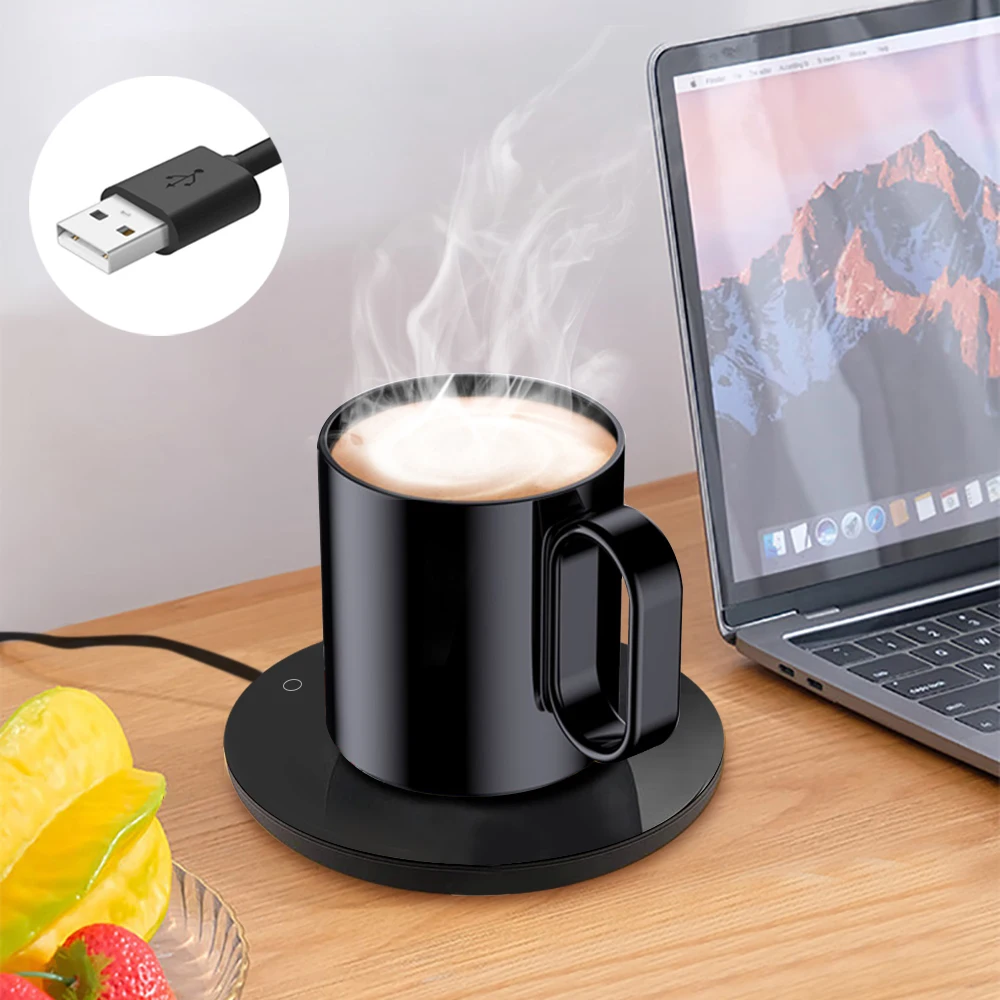 머그잔 따뜻한 USB 컵 따뜻한 커피 컵 히터 온도 조절 난방 코스터 컵 사무실 홈을위한 전기 우유 차 커피 머그잔 따뜻한