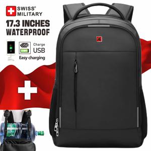 스위스 밀리터리 남성용 노트북 비즈니스 배낭 배낭, 17 인치 패션 스쿨 방수 USB 대용량 가방, 모차라 백팩