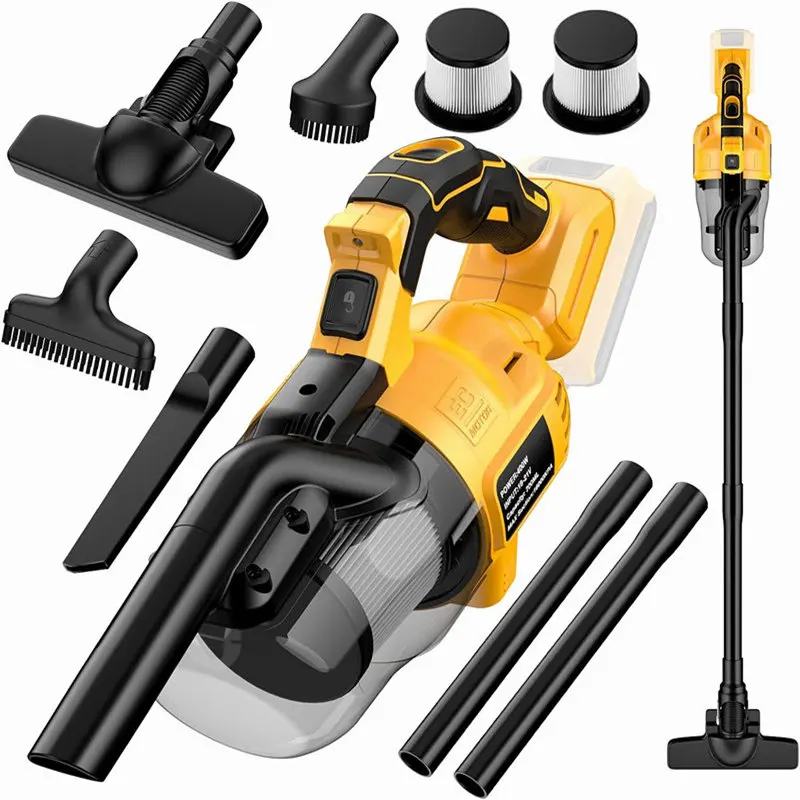 2pcs 필터가있는 휴대용 진공 청소기 DeWalt 20V 배터리 용 가정용 자동차 애완 동물 헤어 청소용 전기 무선 진공