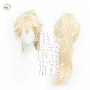 Aether 코스프레 가발 게임, 원신 임팩트, 65cm 골드 내열성 합성 헤어, 할로윈 파티 애니메이션, 가발 및 모자