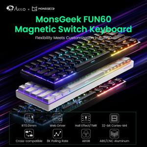 Akko MonsGeek FUN60 기계식 키보드 마그네틱 스위치 60% 게임용 키보드 신속한 트리거 0.01mm 8K ARGB HE/TMR 사용자 정의 키보드