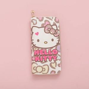 Sanrio 헬로 키티 지갑 긴 지퍼 질감 학생 카드 가방 대용량 동전 지갑 Kawaii KT 귀여운 은행 카드 가방 보관 가방