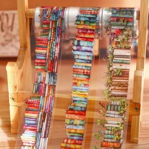 JIANWU The Sea of Books 시리즈, 빈티지 조경 재료 콜라주 pet 테이프, 창의적인 저널 문구, 50mm * 200cm