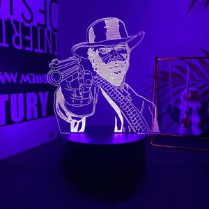 게임 레드 데드 리뎀션 2 선물 아크릴 3d 램프 게임 룸 장식 야간 조명 RDR2 Arthur Morgan Figure Kids Led 야간 조명