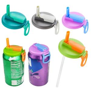 1pcs 소다 캔 뚜껑 2 개의 빨대로 덮여 재사용 가능한 소다 캔 뚜껑 휴대용 통조림 음료 주스 맥주 밀짚 모자 홈 피크닉