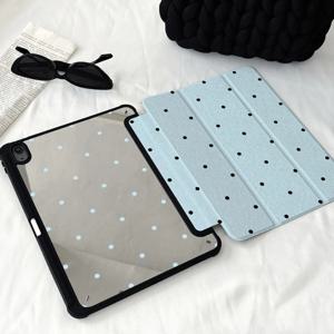 IPad Pro 11 케이스 10.2 9/8/7세대 9.7 5/6세대 Air4/5 10th 10.9 Air 3 10.5 Pro 12.9 Mini 6 Trifold 케이스용 검정색 폴카 도트
