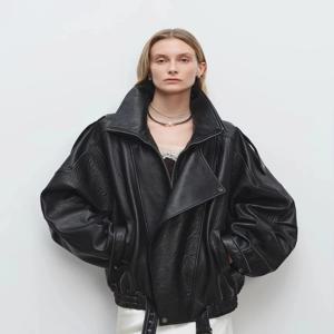 Mauroicardi 봄 대형 블랙 소프트 Pu 가죽 자켓 남자 긴 소매 벨트 럭셔리 디자이너 유럽 패션 의류 2025