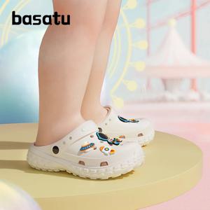 BASATU 귀여운 나막신 샌들 DIY 만화 신발 뮬 나막신 소년 소녀 샌들 미끄럼 방지 비치 슬리퍼 여름 샌들 정원 신발