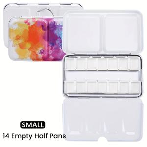 빈 수채화 팔레트 금속 빈 수채화 주석 팔레트 페인트 케이스 DIY 여행 수채화 팔레트에 대 한 14pcs 하프 팬