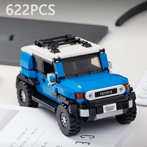 622PCS 도요타 FJ40 오프로드 차량 빌딩 블록 레트로 자동차 모델 벽돌 디스플레이 상자 데스크탑 장식품으로 설정 어린이 장난감 선물