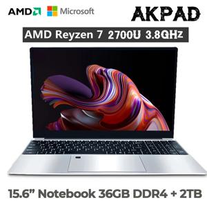 AKPAD AMD 노트북 Ryzen 7 2700U, 36GB RAM, 2TB SSD, 메탈 바디, 블루투스, Windows 11 Pro, 휴대용 게임용 IPS 노트북