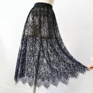 여성 섹시한 메쉬 레이스 투명 긴 Tulle 스커트 한국 패션 여름 숙녀 탄성 높은 허리 블랙 화이트 비치 미디 스커트