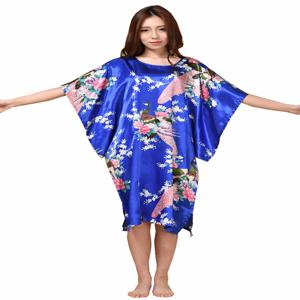 섹시한 여성 실크 레이온 가운 목욕 가운 잠옷 여름 캐주얼 홈 드레스 인쇄 느슨한 잠옷 플러스 사이즈 Nightwear 목욕 가운