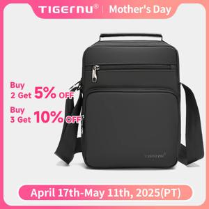 Tigernu 남성용 숄더 백 9.7 인치 Ipad 가방 방수 비즈니스 여행 미니 슬링 백 핸드백 Messager Bag Crossbody Bag