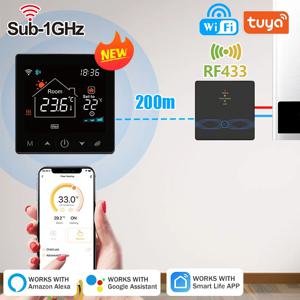 Tuya 스마트 홈 Wifi 무선 온도 조절기 RF 배터리 가스 보일러 물 난방 디지털 온도 컨트롤러 Alexa Google 홈