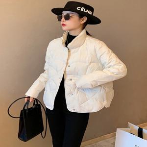 여성용 스탠드 칼라 다운 코트, 초경량 90% 화이트 덕 다운 재킷, 방풍 깃털 패딩 파카, 가을 겨울 패션
