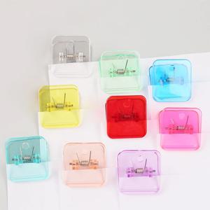 5pcs Kawaii 정사각형 종이 클립 투명 파일 문서 바인더 클립 색인 페이지 홀더 티켓 클램프 플래너 북마크 사무실