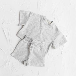 유아용 여름 의류 세트, 반팔 단색 상의, 반바지, 캐주얼 아동복, 2PCs