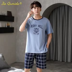 SUKAE 남성용 여름 반바지 코튼 잠옷, 우아한 잠옷, 캐주얼 잠옷, 레저 미니멀리스트 남성 라운지웨어