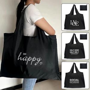 Foldle 재사용 가능한 핸드백 쇼핑백 숄더백 여행용 세탁 가능한 토트 파우치 패션을 위한 편리한 대용량 대형 토트