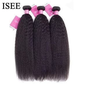 ISEE HAIR 몽골어 킨키 스트레이트 번들 100% 인간 헤어 익스텐션 100% 1/3/4 번들 딜 레미 천연 헤어 번들