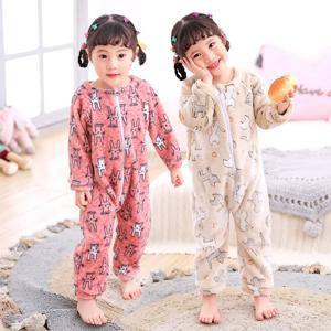 어린이 Onesie 소년 소녀 긴 소매 플란넬 잠옷 어린이 겨울 만화 잠옷 아기 잠옷 1-4 년 침낭